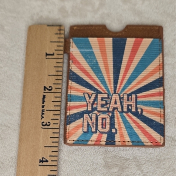 "YEAH, NO" Slip Wallet Brown, Red. White & Navy Blue - Picture 5 of 10